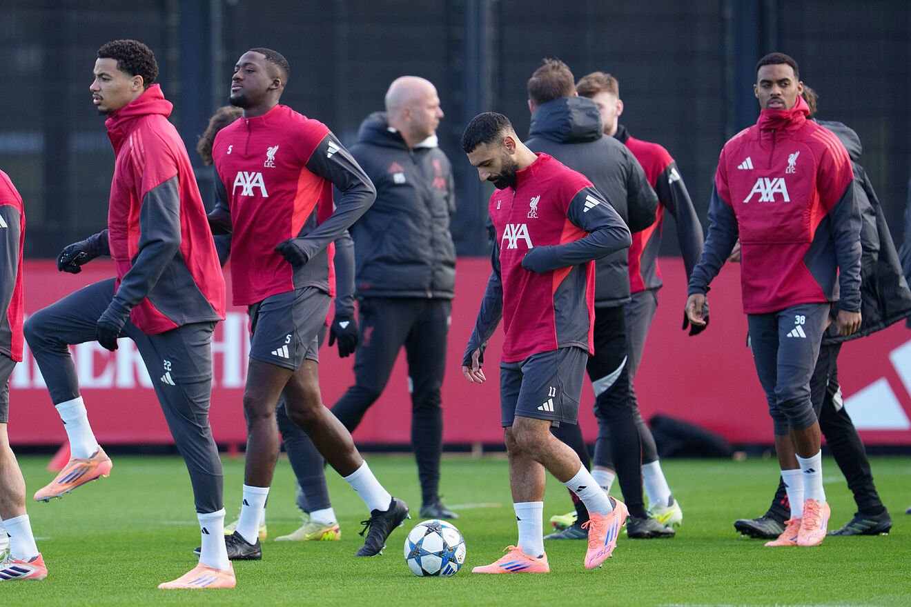Salah training with Slot in the background.